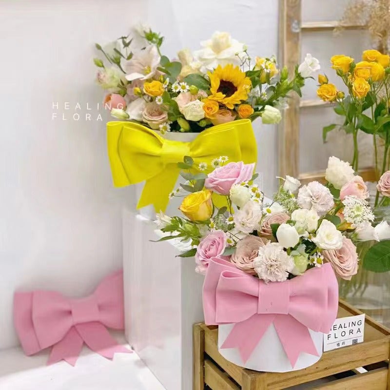 Hug Bucket Bow Decoration Holiday Birthday Gift Box Flower Box Sponge Paper Bow Accessories Finished - Image 5